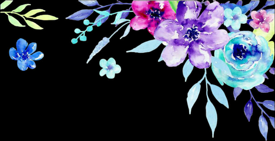 Vibrant Watercolor Floral Arrangement PNG