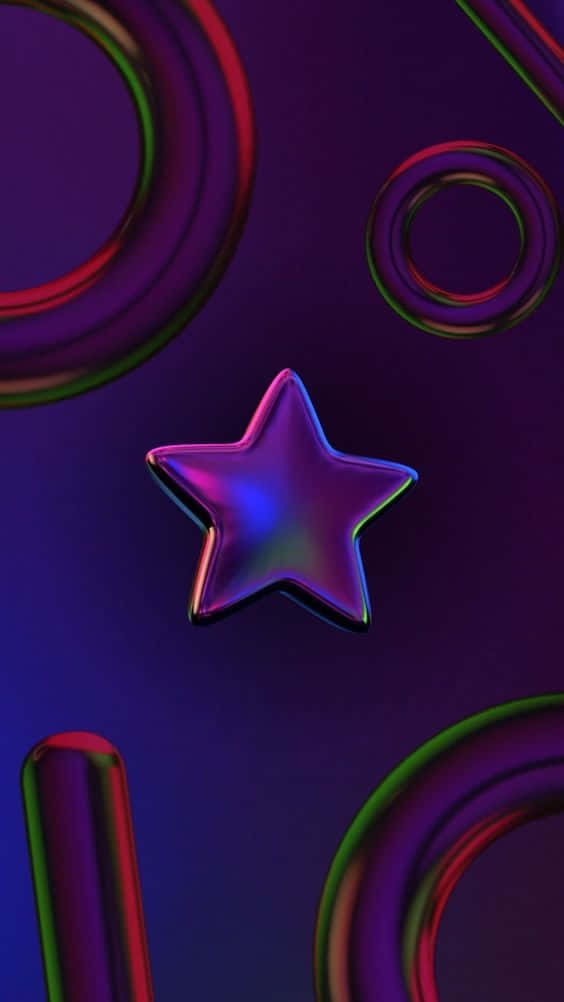 Vibrant Y2 K Starand Rings3 D Wallpaper