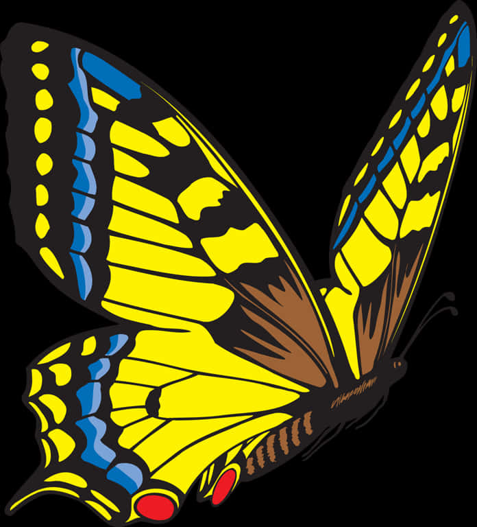 Vibrant Yellow Butterfly Illustration PNG