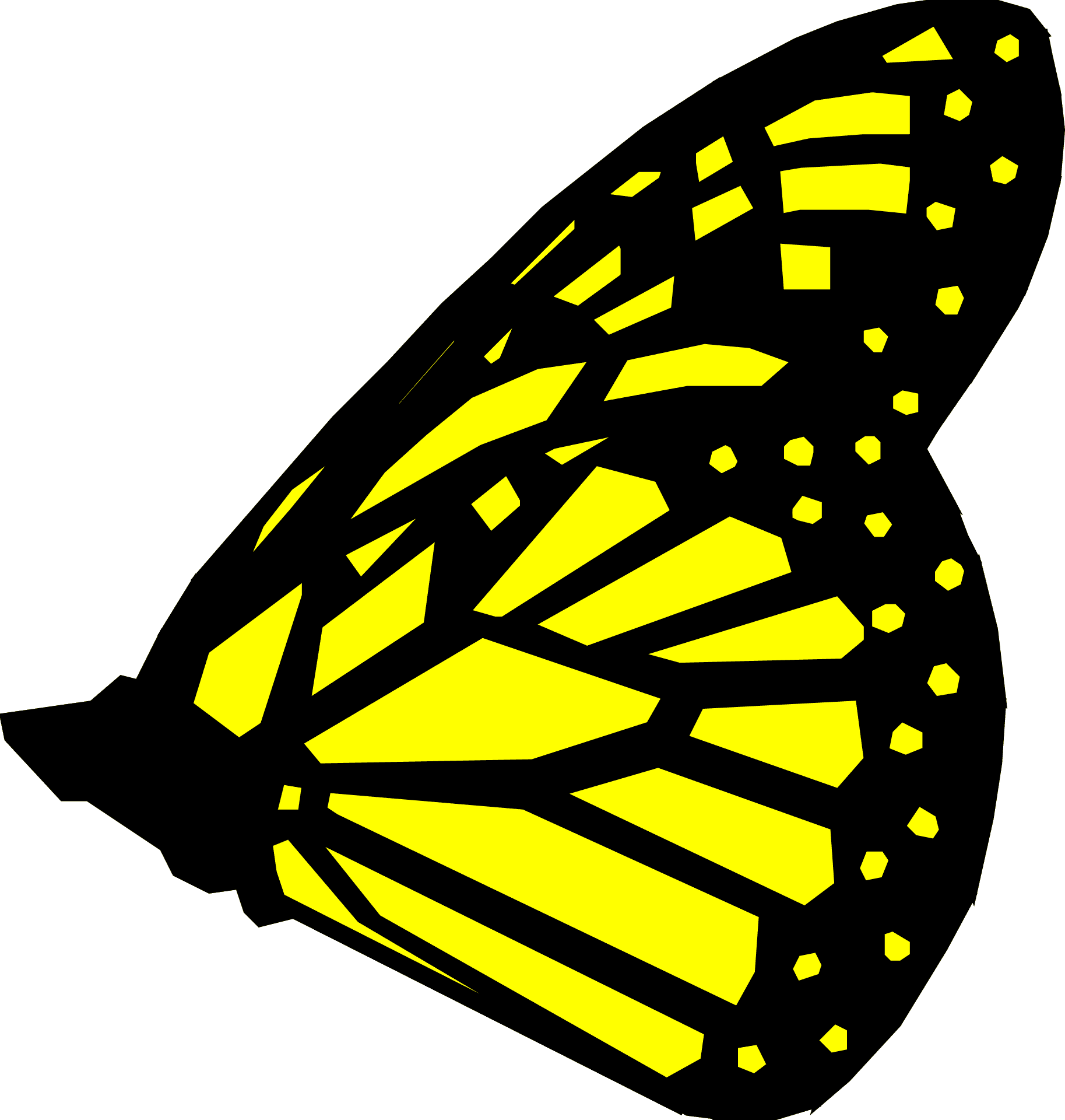 Vibrant Yellow Butterfly Wing Pattern PNG