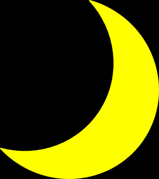 Vibrant Yellow Crescent Moon PNG
