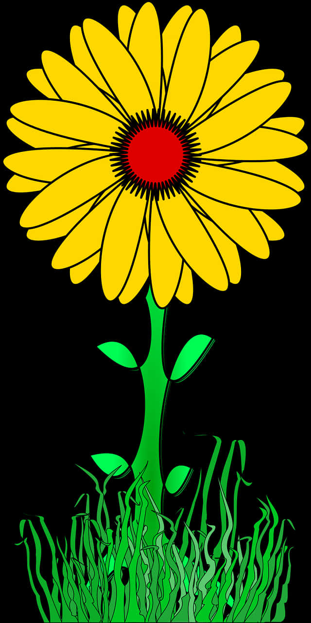 Vibrant Yellow Daisy Vector Art PNG