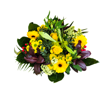 Vibrant Yellow Floral Arrangement PNG