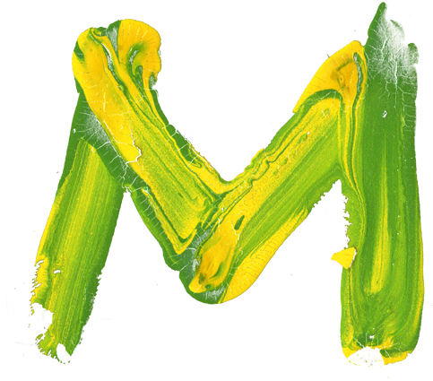 Vibrant Yellow Green Painted Letter M PNG