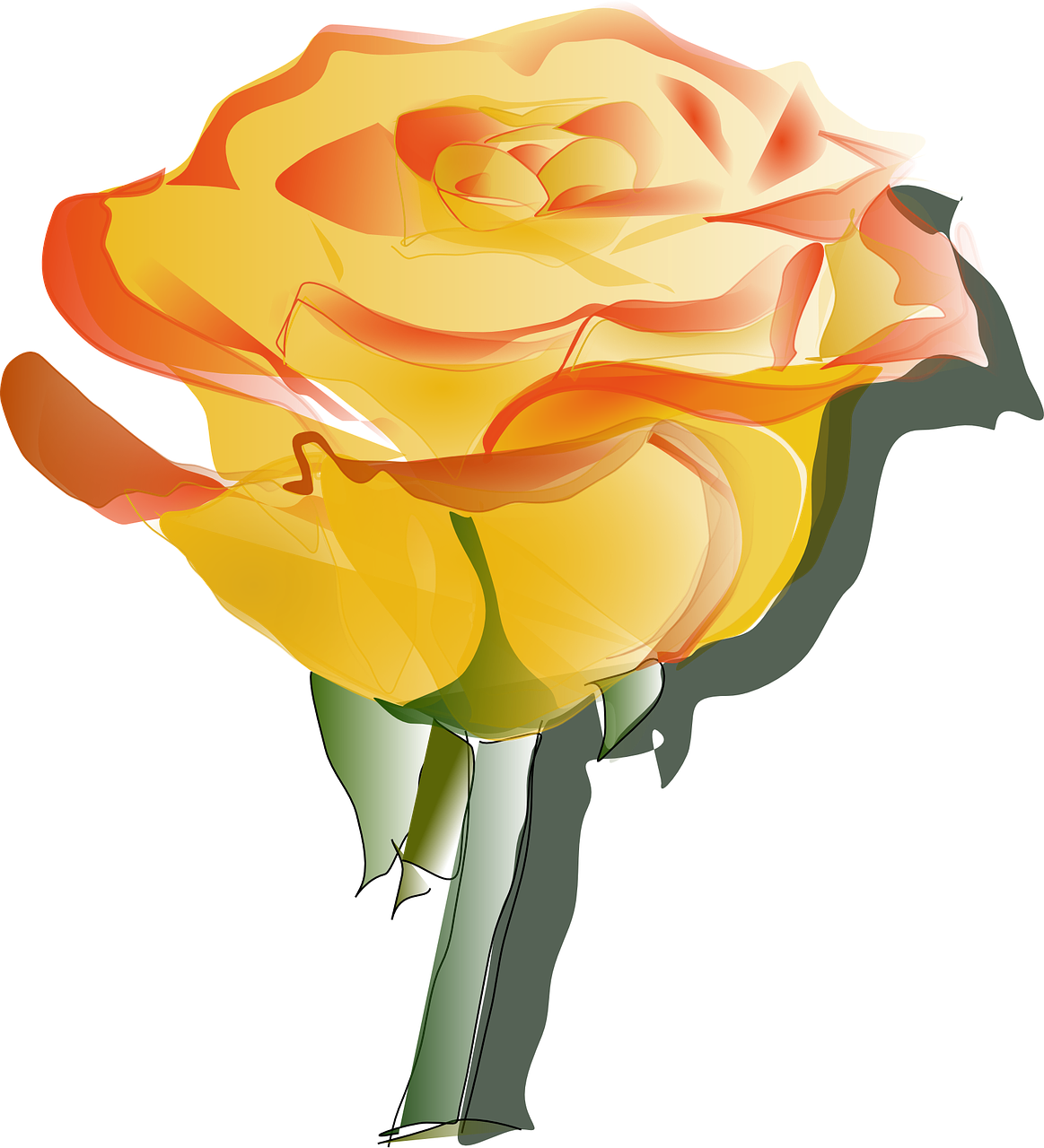 Vibrant Yellow Rose Illustration PNG