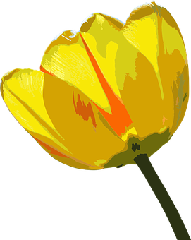 Vibrant Yellow Tulip Artwork PNG