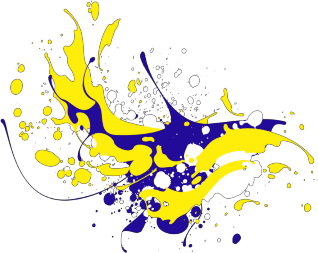 Vibrant Yellowand Blue Ink Splatter PNG