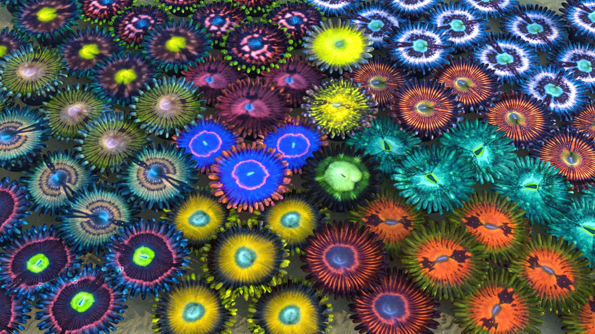 Vibrant Zoanthid Garden Aquatic Life Wallpaper