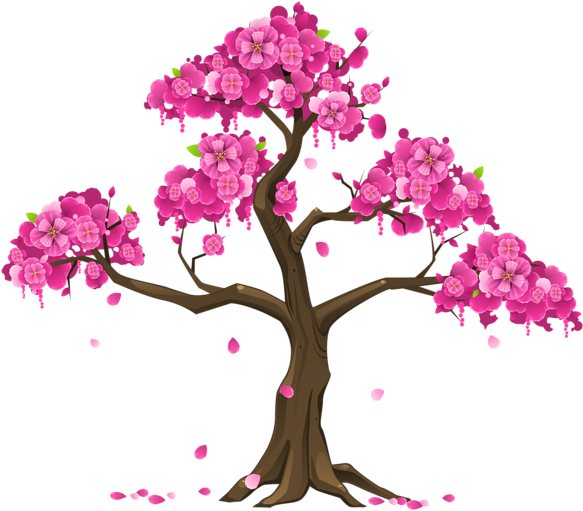 Vibrant_ Cherry_ Blossom_ Tree_ Illustration PNG
