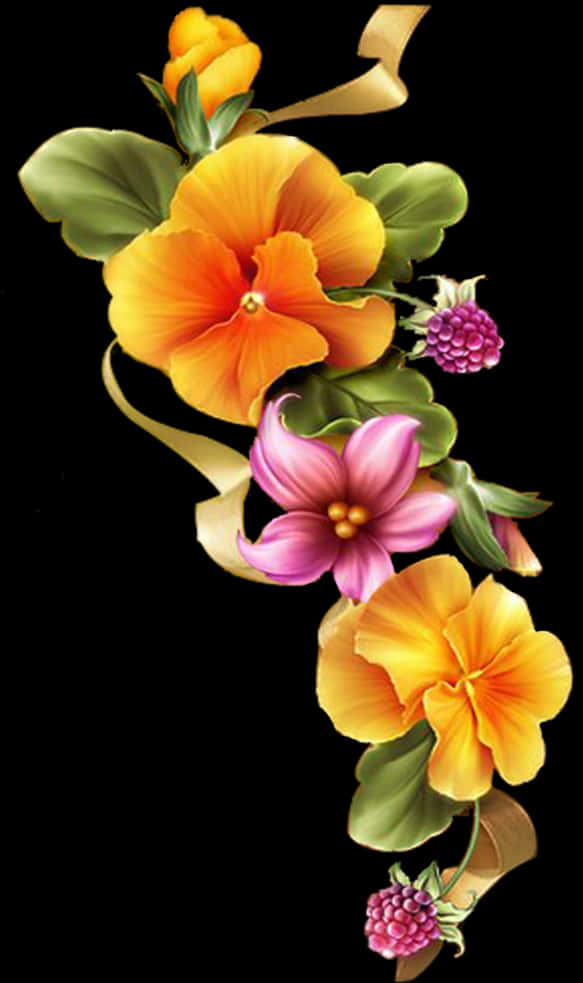 Vibrant_ Floral_ Artwork PNG