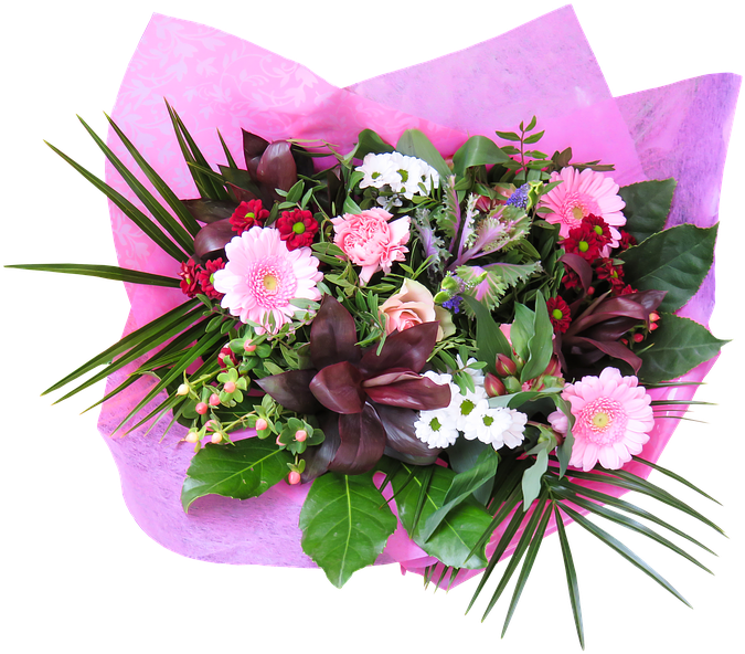 Vibrant_ Floral_ Bouquet_ Pink_ Wrapping.png PNG