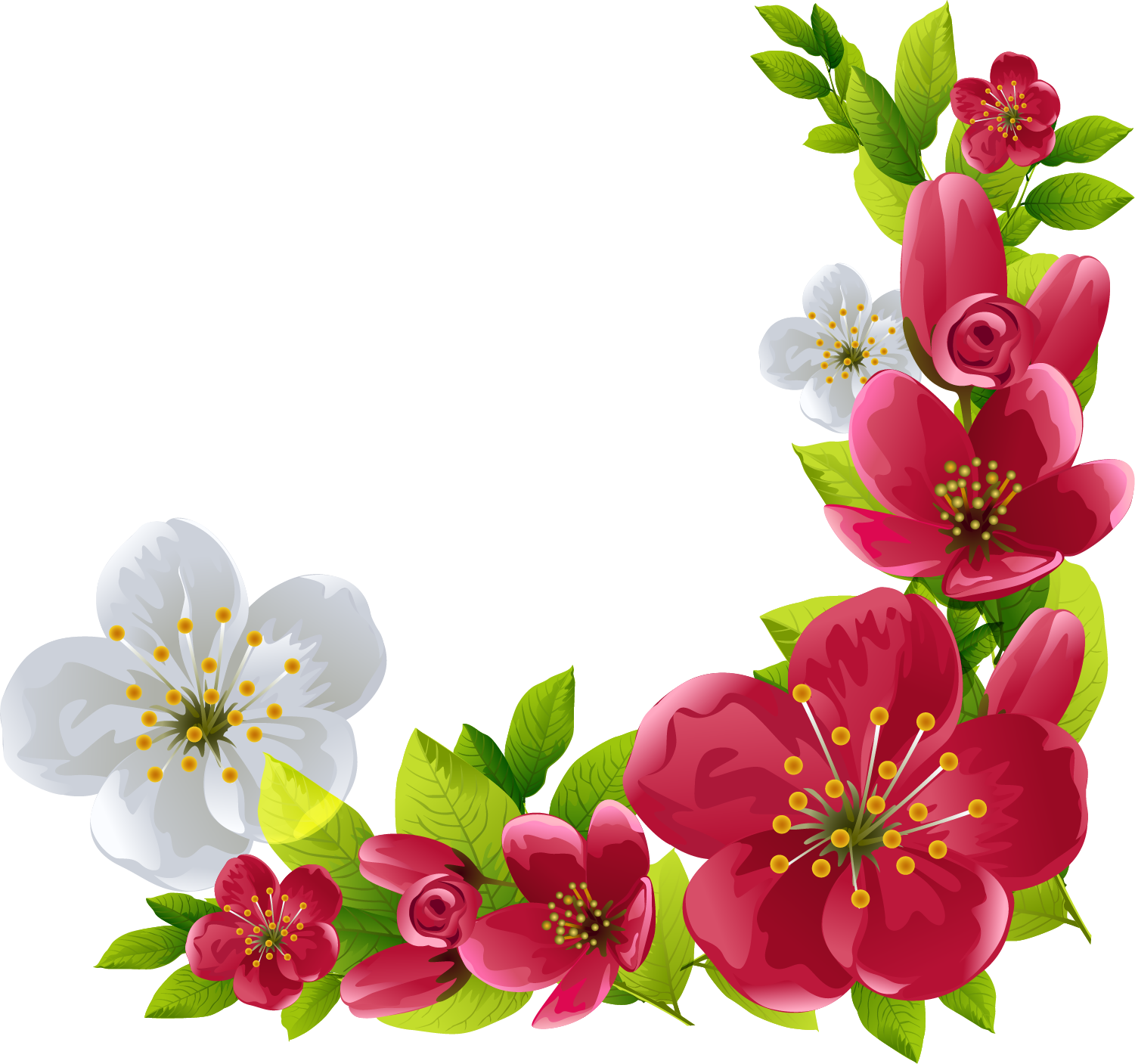 Vibrant_ Floral_ Corner_ Design PNG