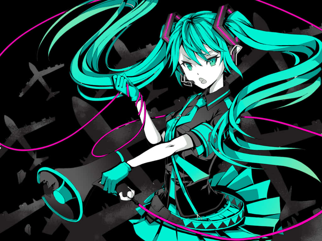 Download Vibrant_ Hatsune_ Miku_ Artwork | Wallpapers.com