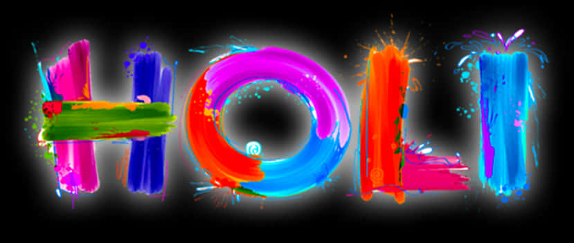 Vibrant_ Holi_ Festival_ Glowing_ Text_ Background PNG