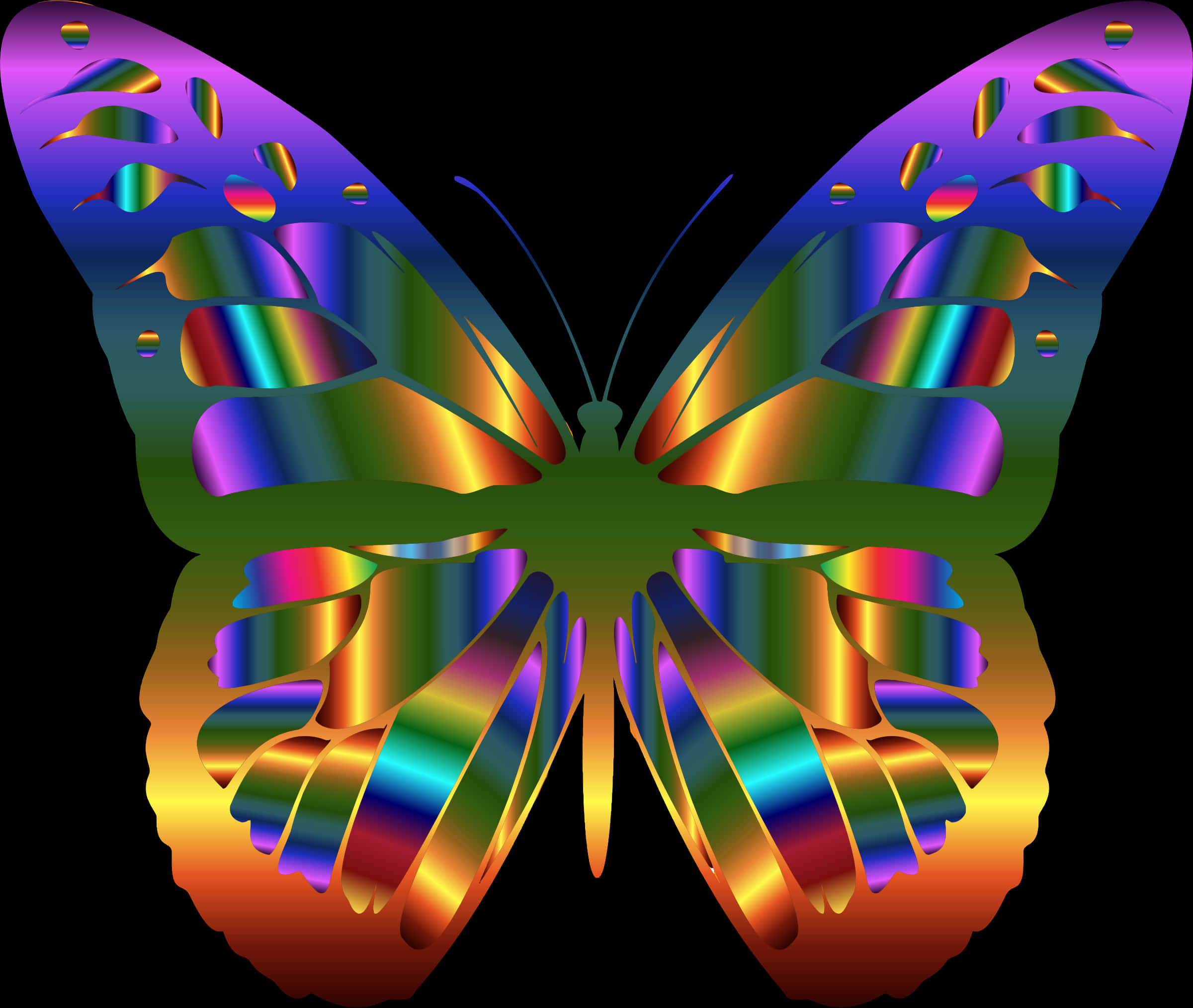 Vibrant_ Holographic_ Butterfly_ Art PNG