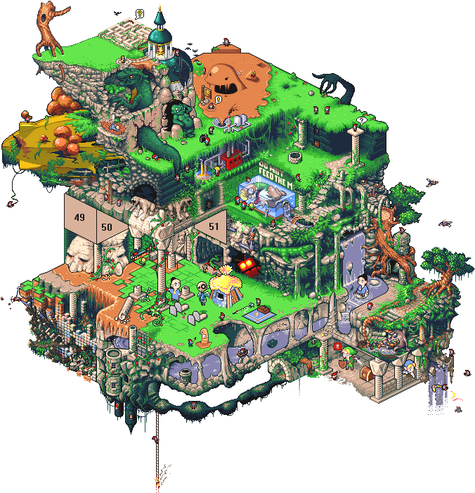 Vibrant_ Isometric_ Fantasy_ Island PNG