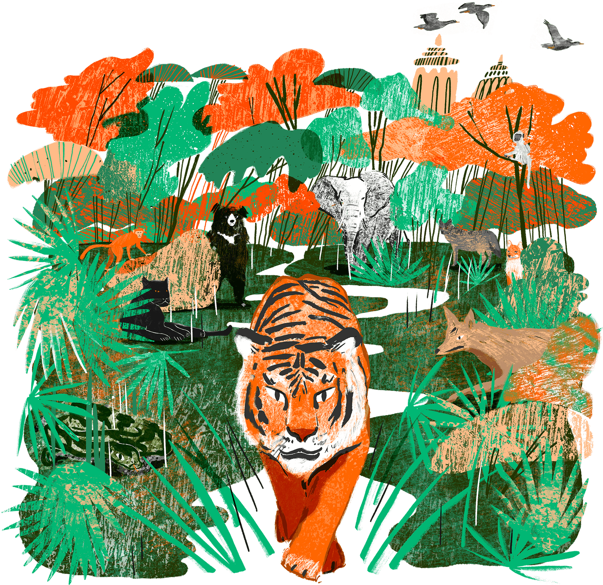 Vibrant_ Jungle_ Wildlife_ Illustration PNG
