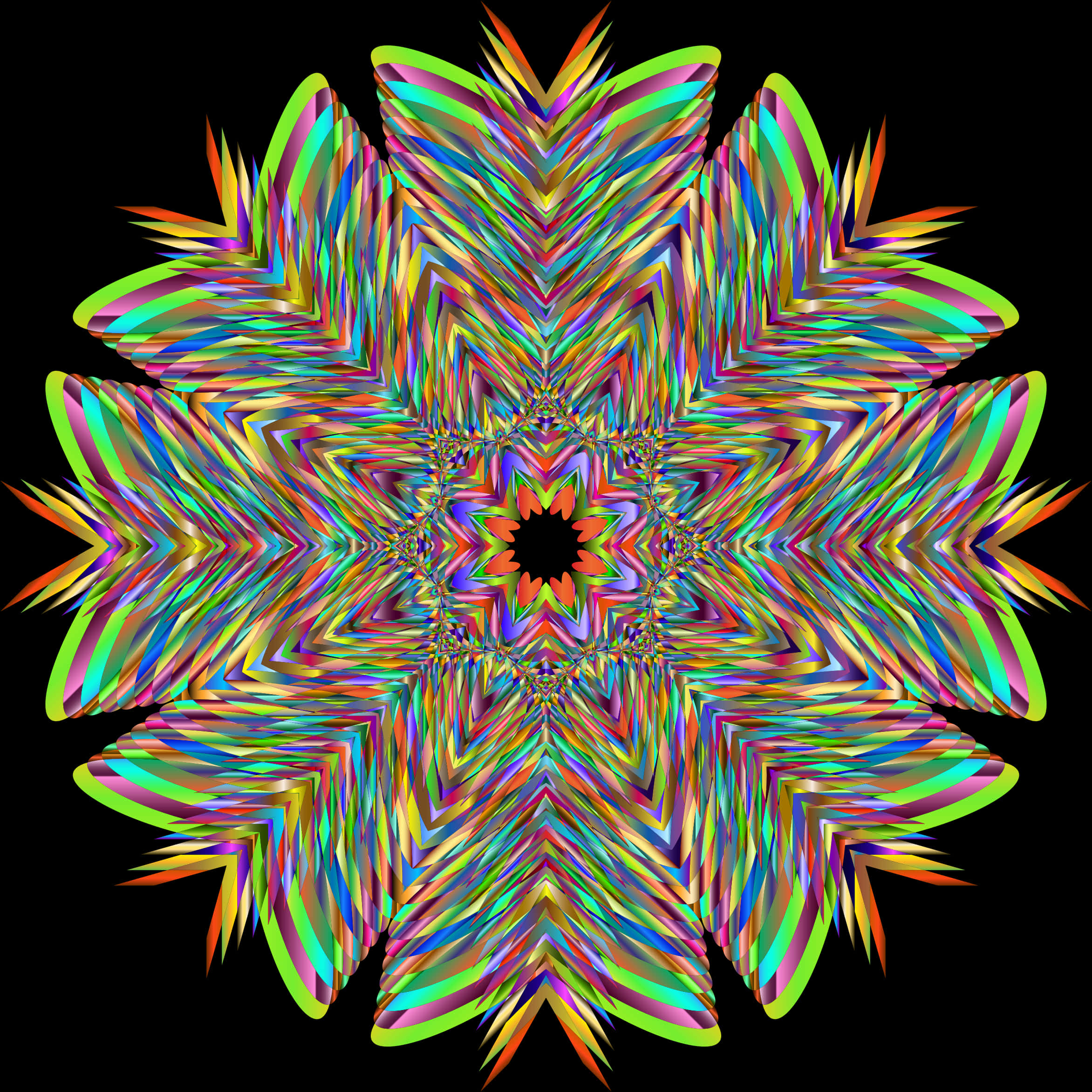Vibrant_ Kaleidoscope_ Snowflake_ Pattern PNG