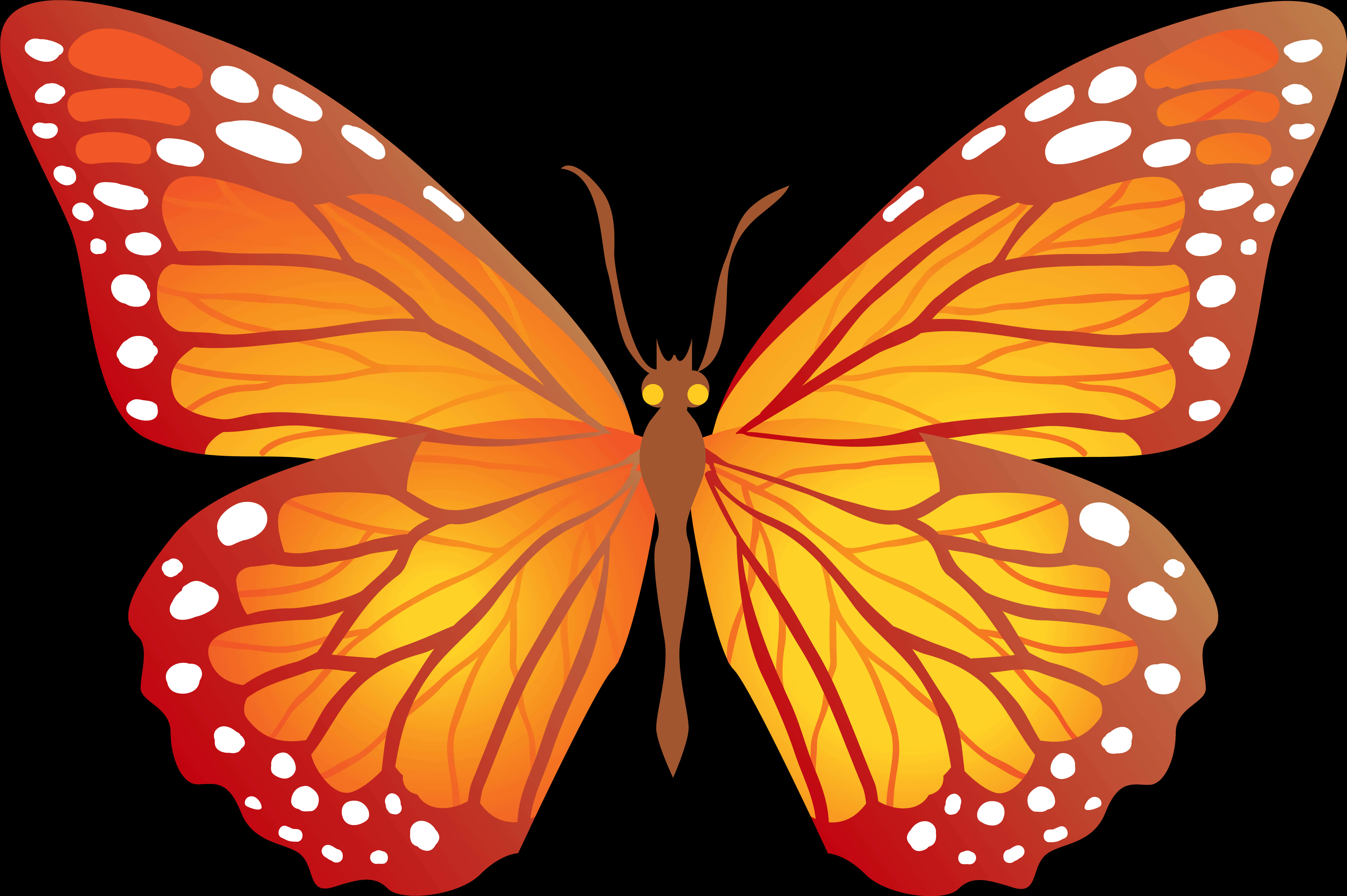 Vibrant_ Orange_ Butterfly_ Vector PNG