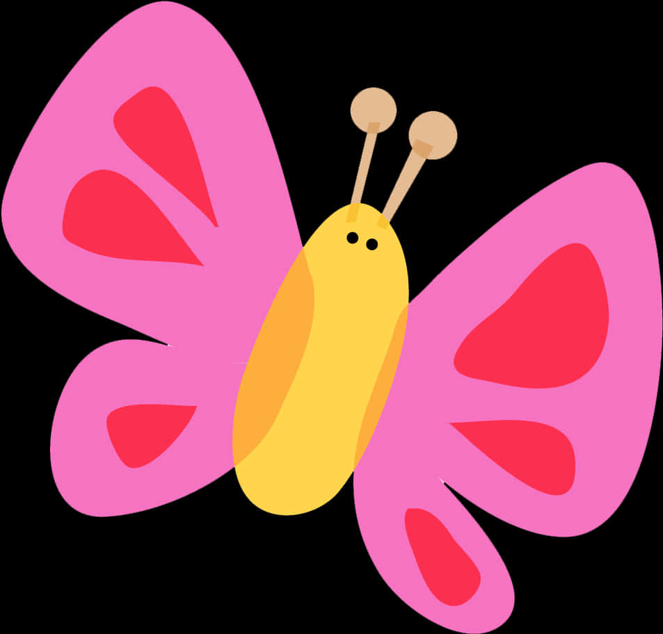 Vibrant_ Pink_ Butterfly_ Cartoon PNG