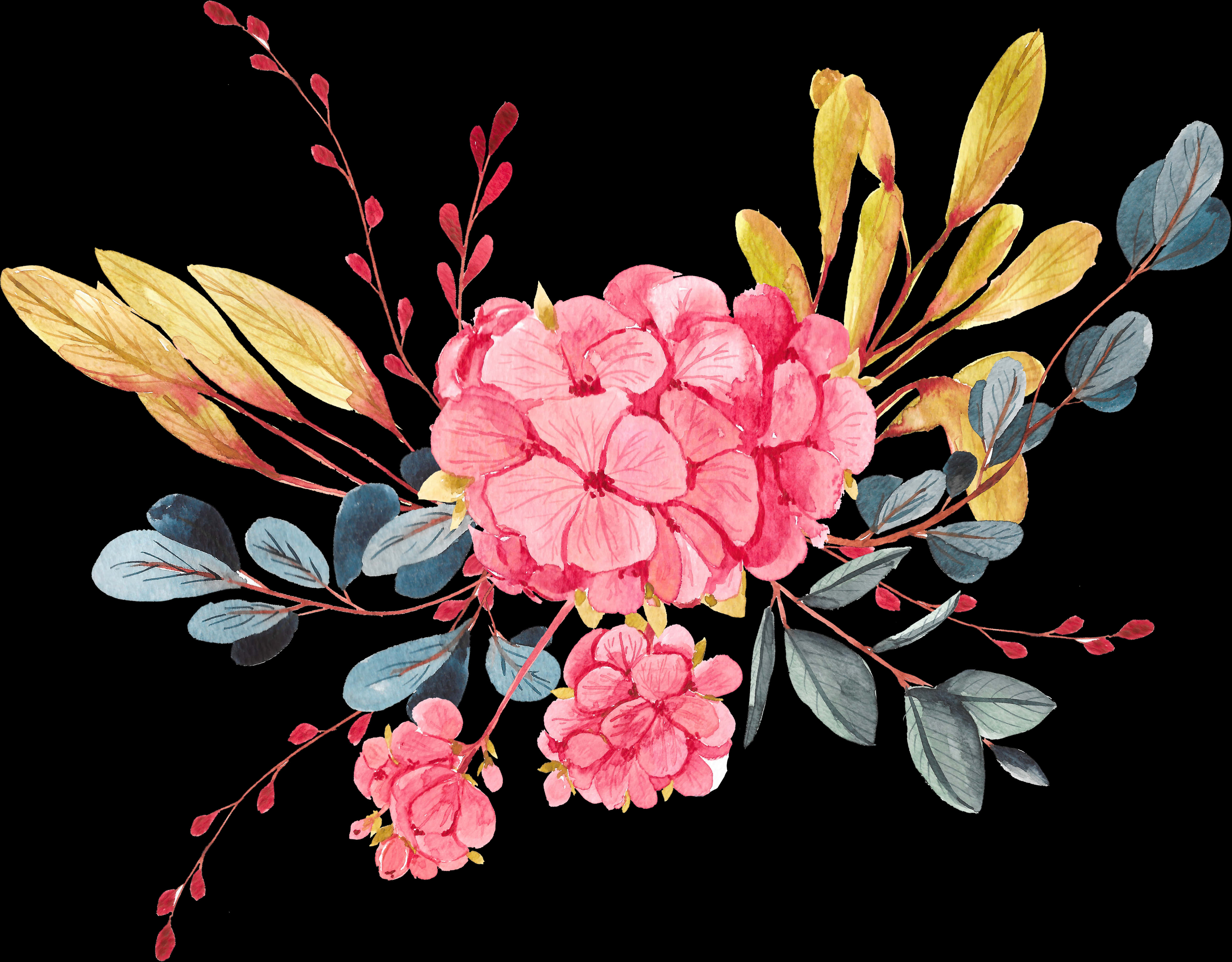 Vibrant_ Pink_ Floral_ Arrangement_ Artwork PNG