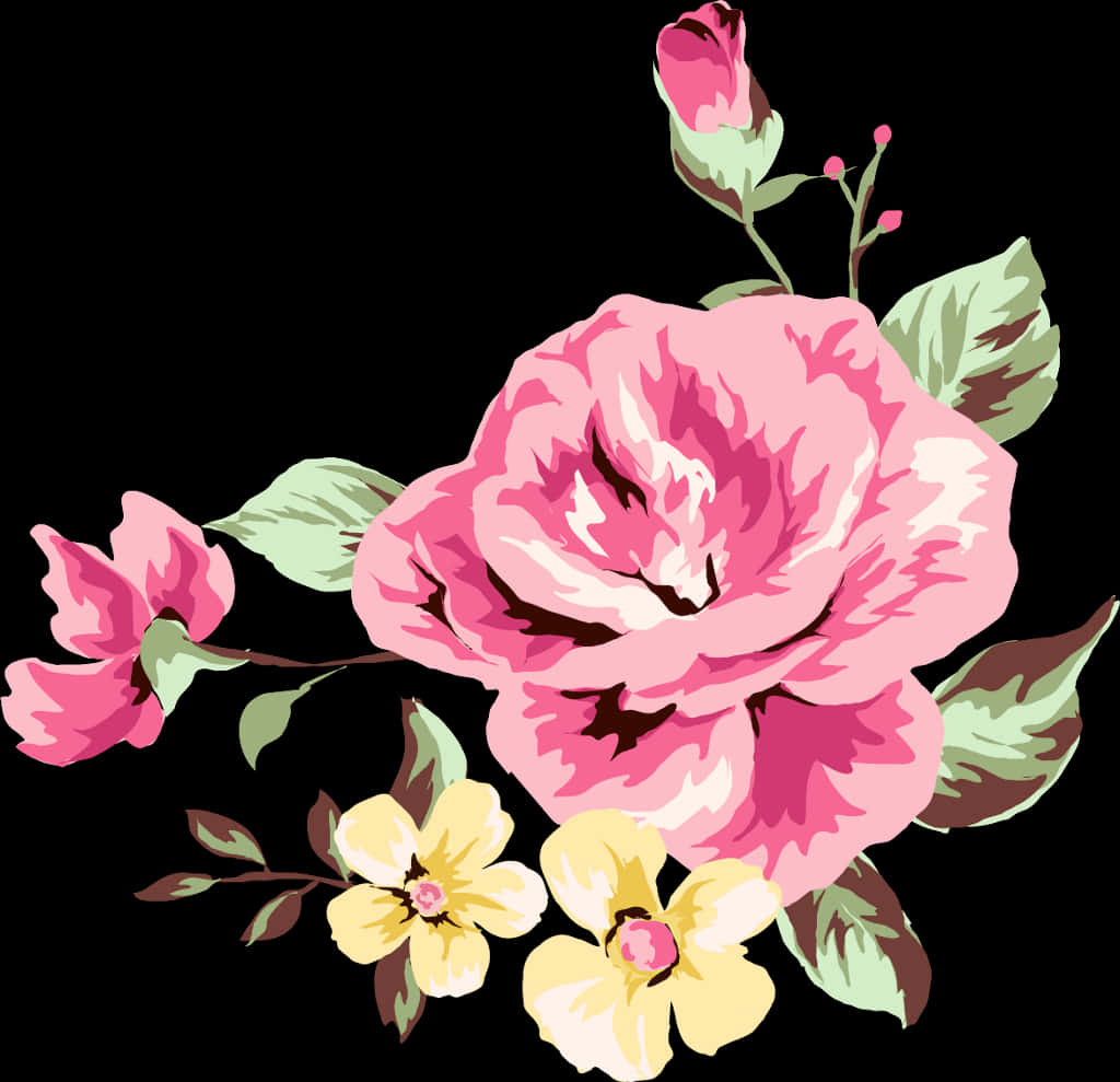 Vibrant_ Pink_ Floral_ Illustration PNG