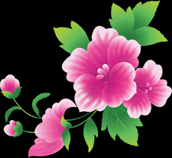 Vibrant_ Pink_ Flowers_ Illustration PNG