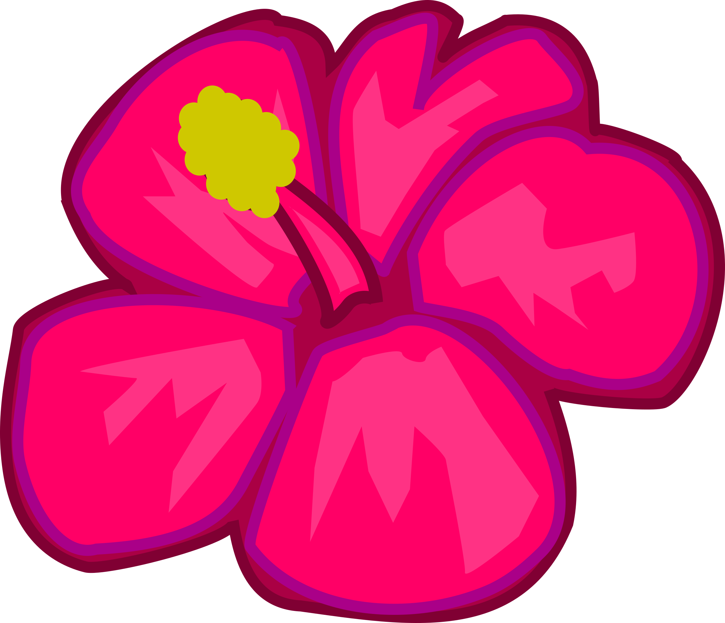 Vibrant_ Pink_ Hawaiian_ Flower_ Cartoon PNG