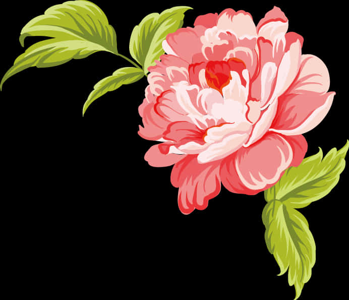 Vibrant_ Pink_ Peony_ Illustration PNG