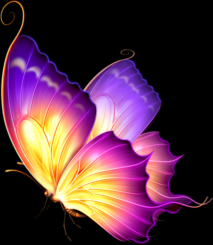 Vibrant_ Pink_ Purple_ Butterfly_ Art PNG