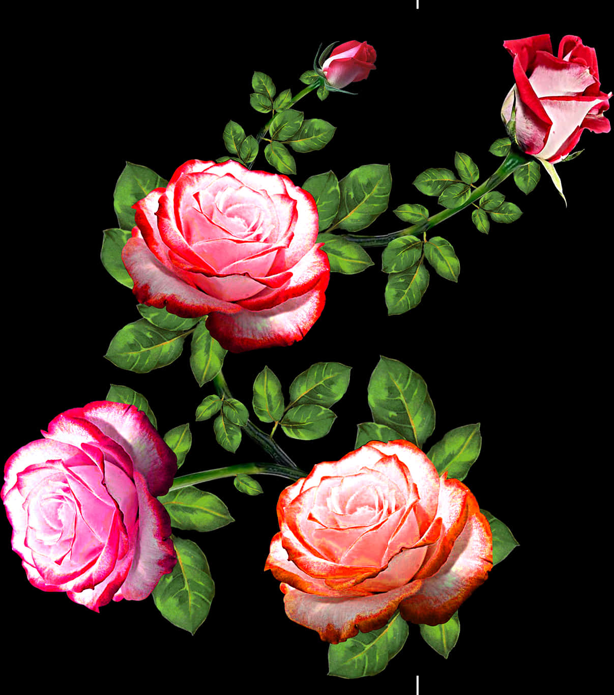 Vibrant_ Pink_ Roses_ Artwork PNG