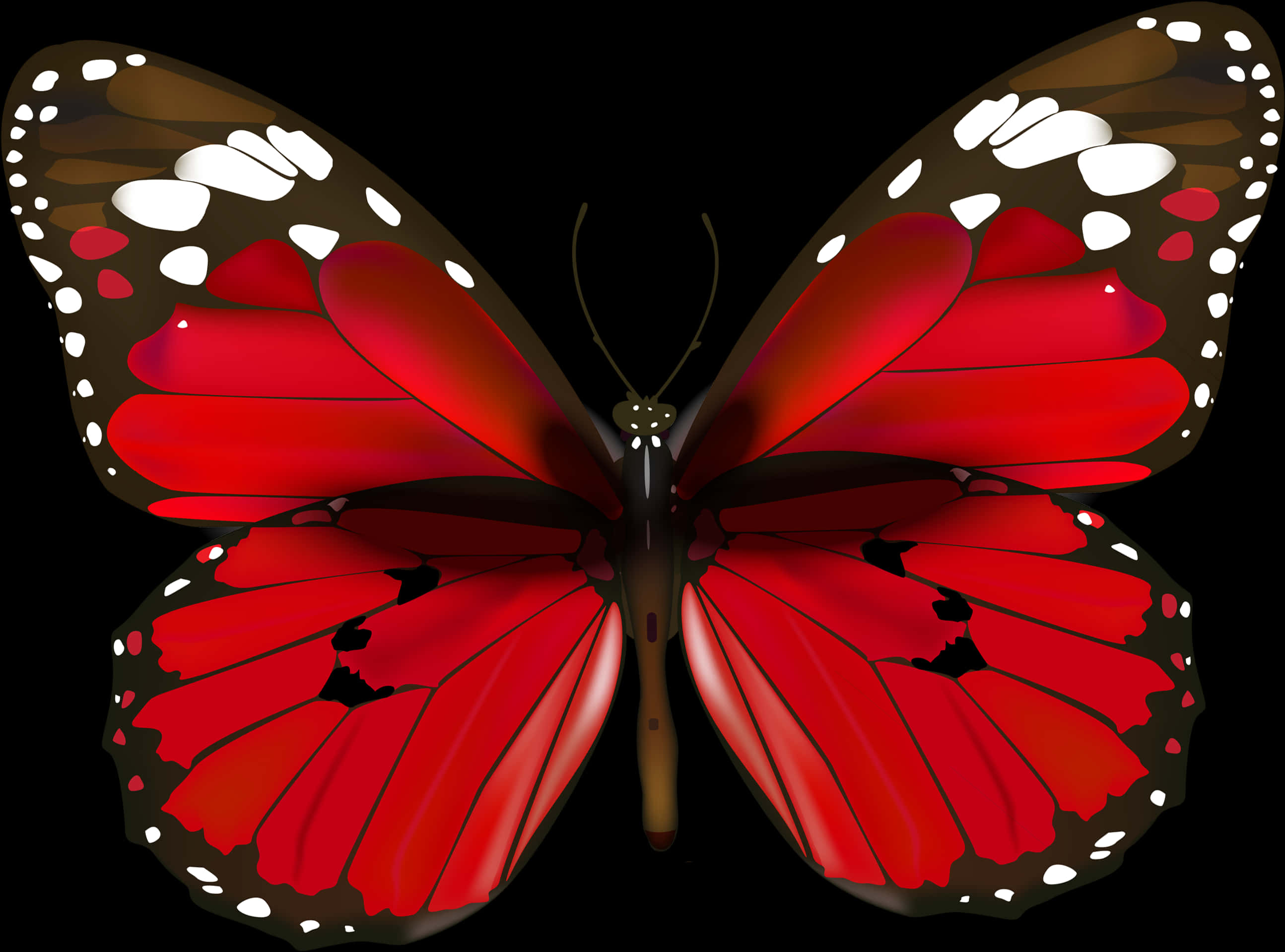 Vibrant_ Red_ Butterfly_ Illustration PNG
