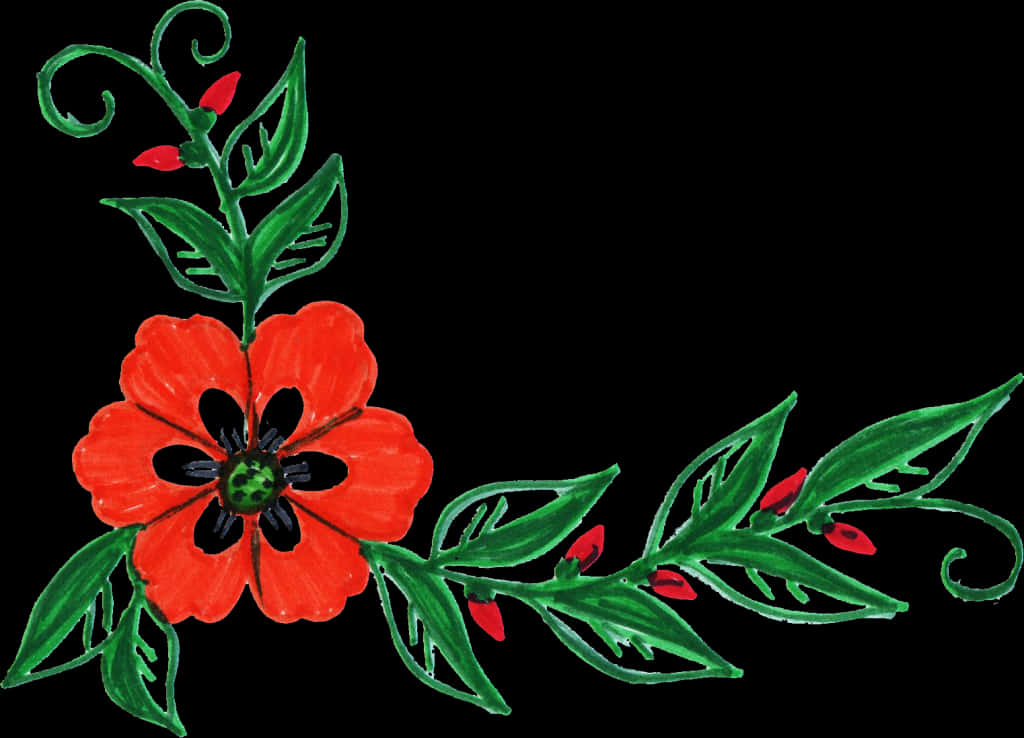 Vibrant_ Red_ Flower_ Artwork PNG