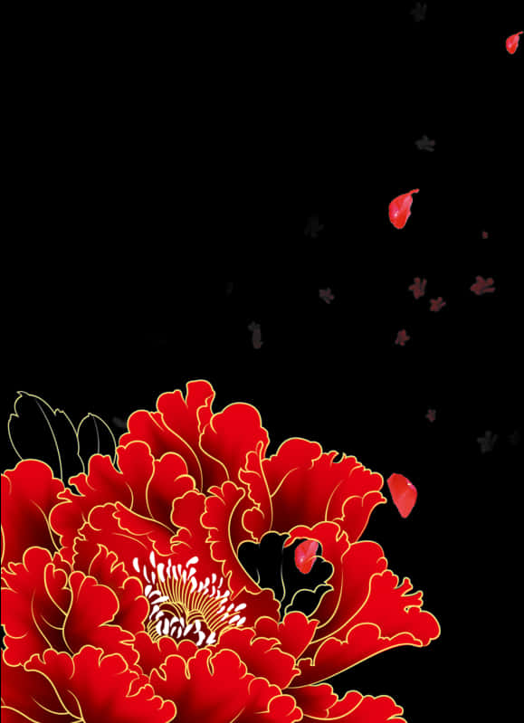 Vibrant_ Red_ Peony_ Floral_ Art PNG