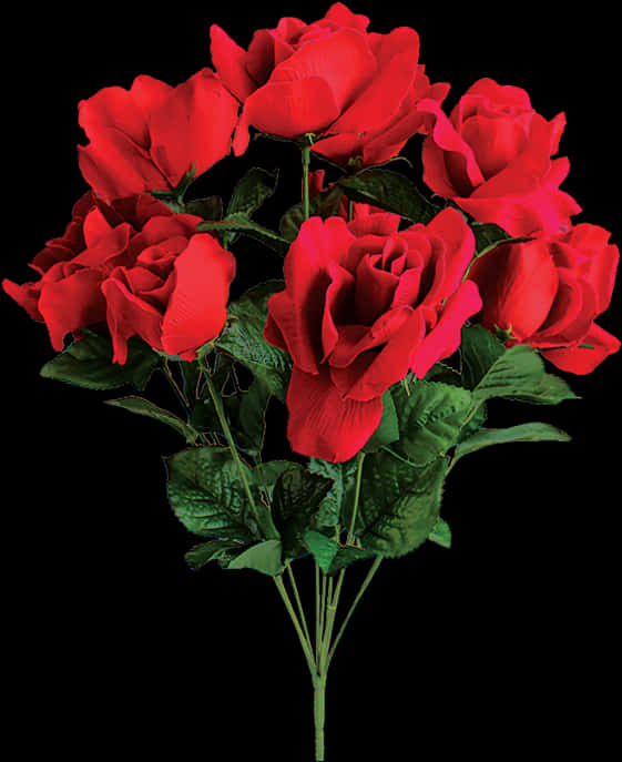 Vibrant_ Red_ Roses_ Bouquet PNG