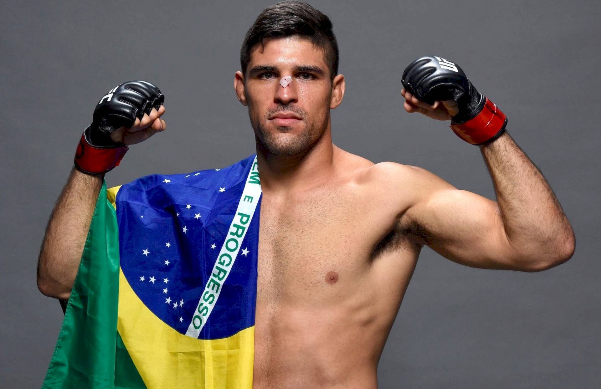 Vicente Luque Posing With Brazilian Flag Wallpaper