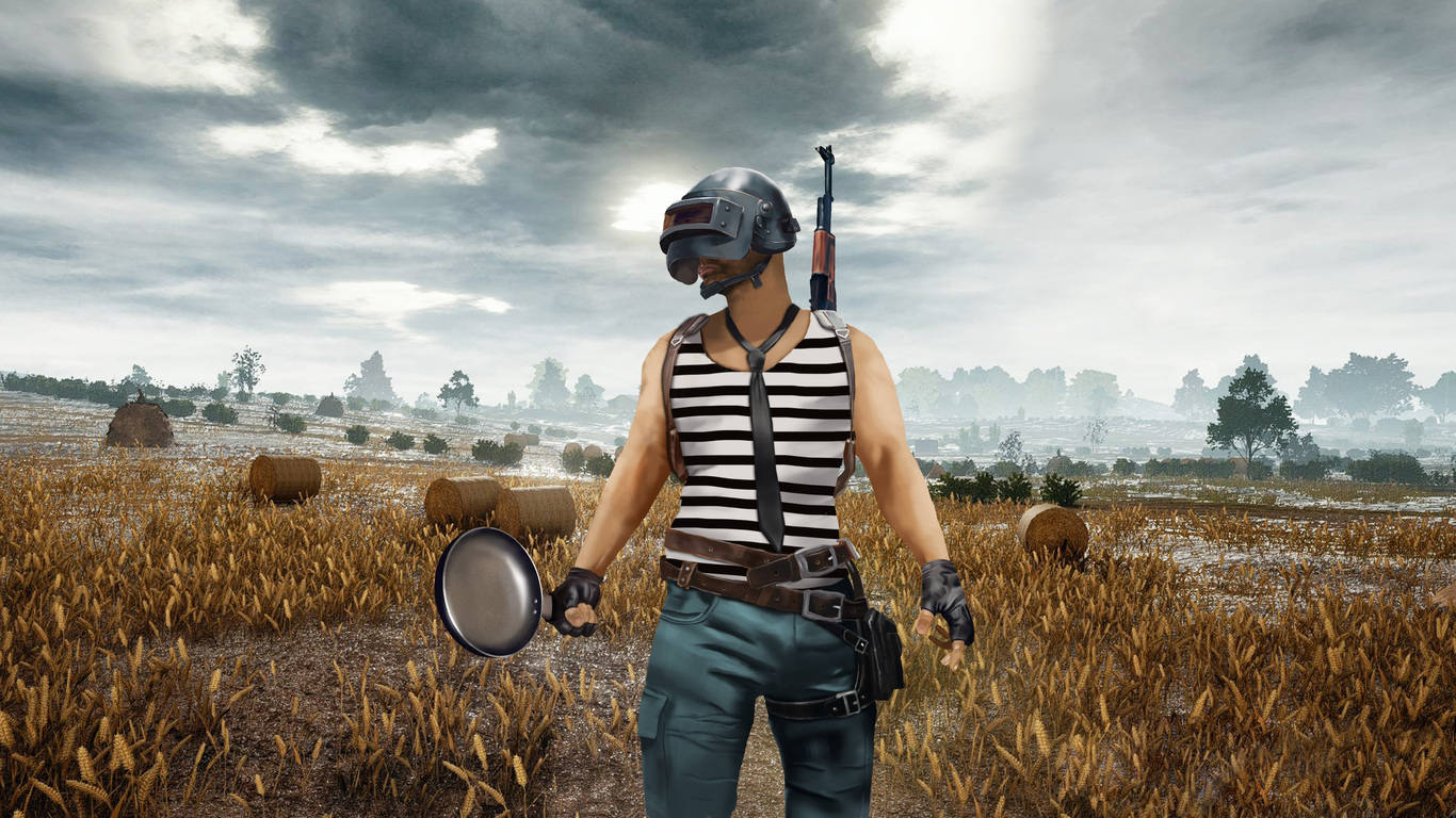 Victor In PUBG Holding Pan 1366x768 Wallpaper