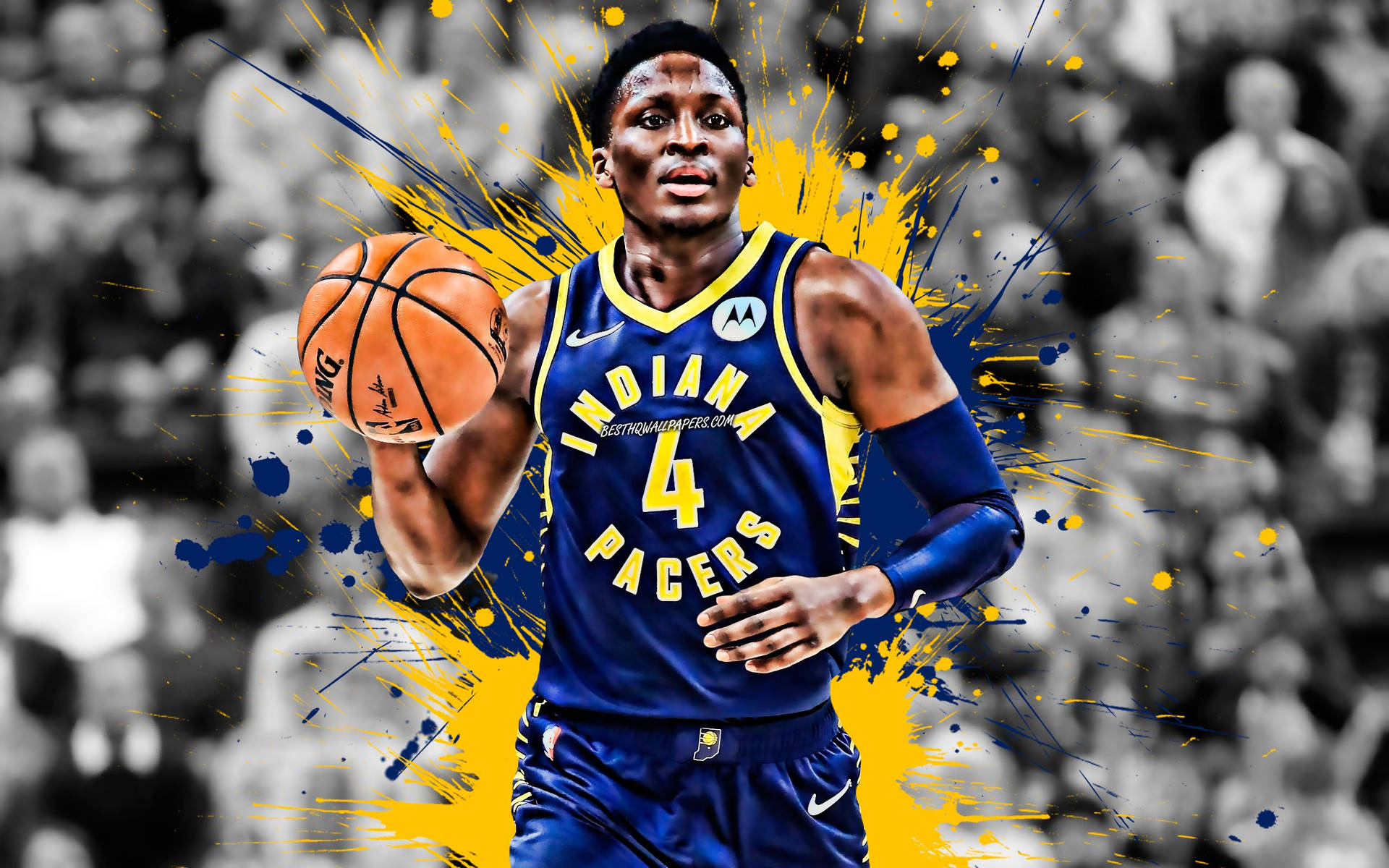 Victor Oladipo On A Gray Background Wallpaper