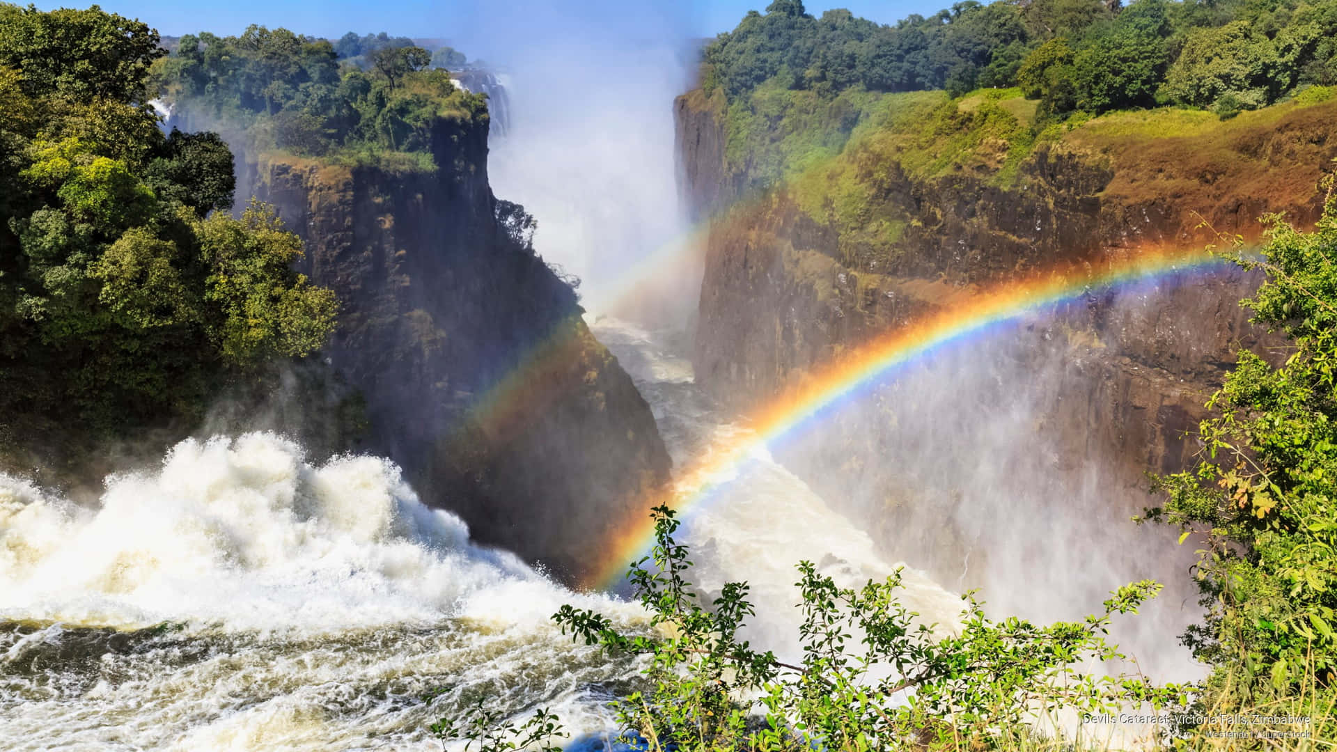 Victoria Falls Beautiful Rainbows Wallpaper