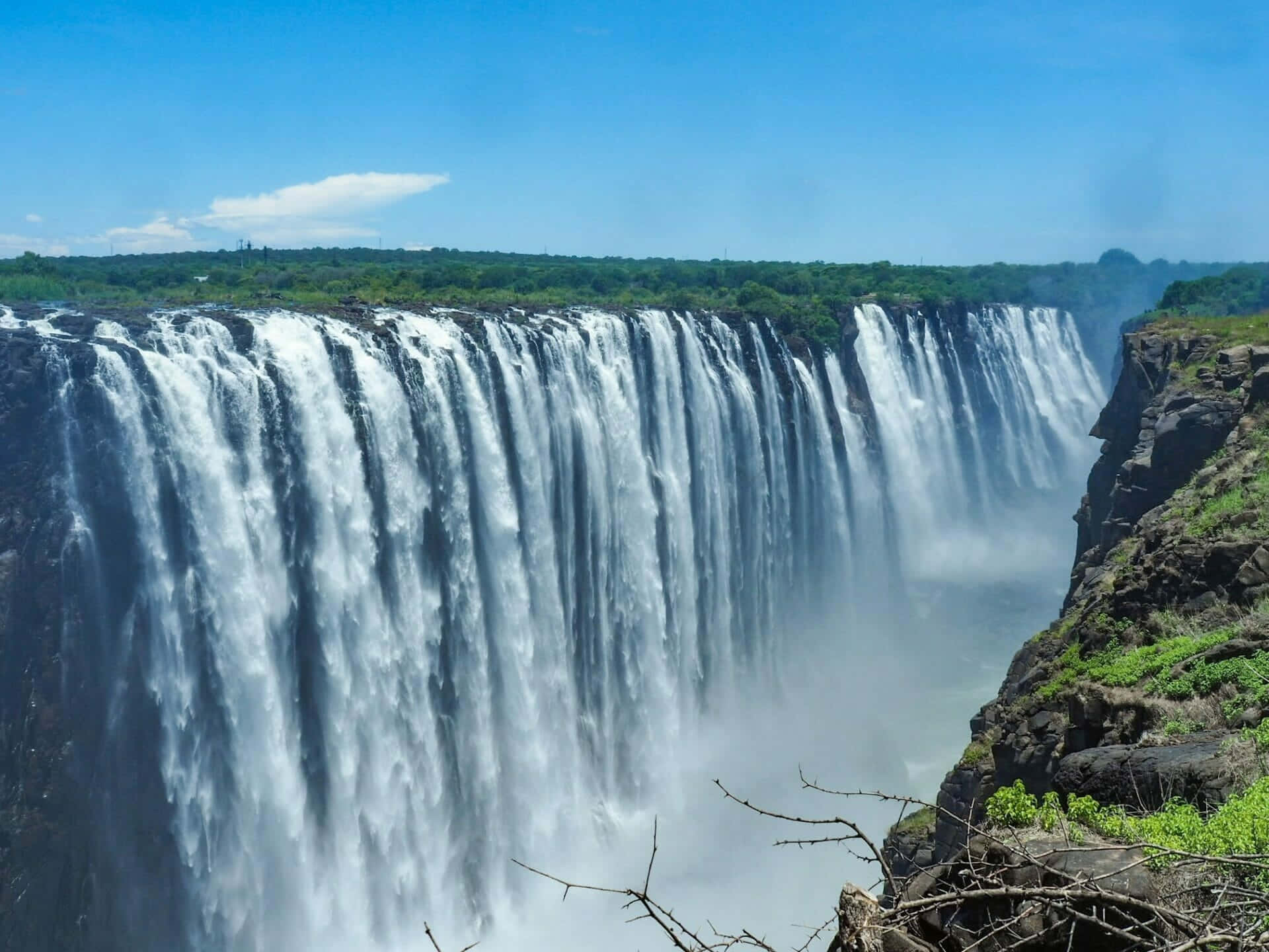 Victoria Falls's Curtain Of Cascading Water Wallpaper