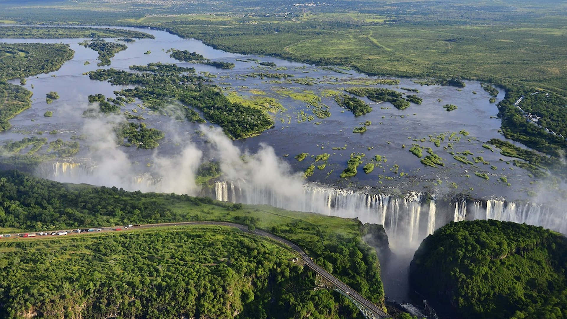 Victoria Falls Vast African Landscape Background