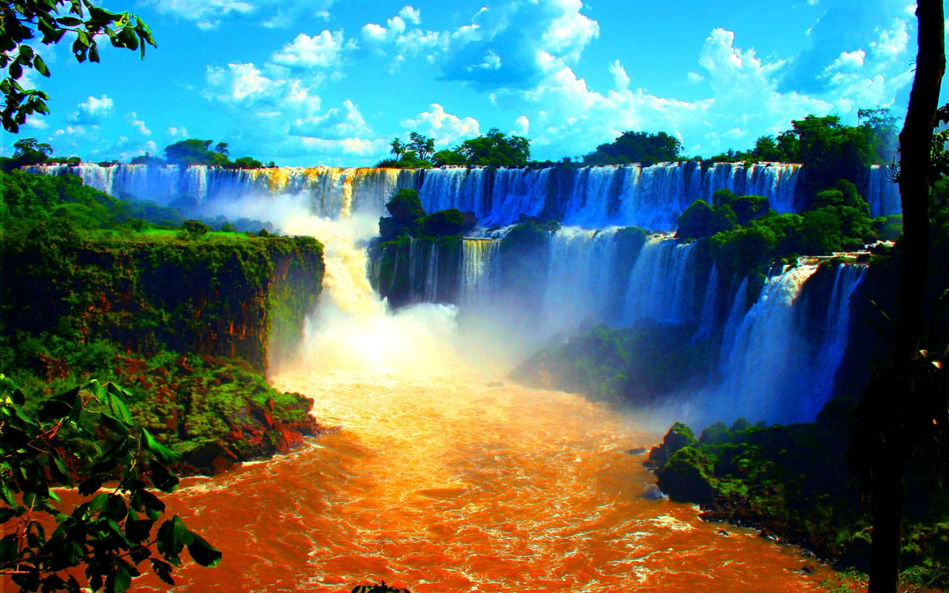 Victoria Falls With Muddy Brown Water Wallpaper