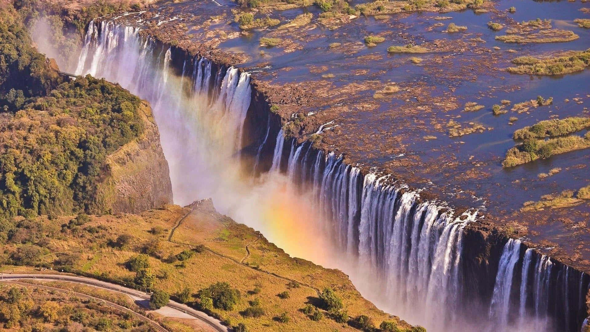 Victoria Falls Verdens Under Vandring Wallpaper