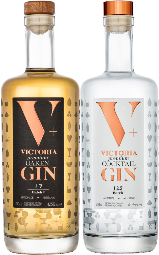 Victoria Gin Bottles Display PNG