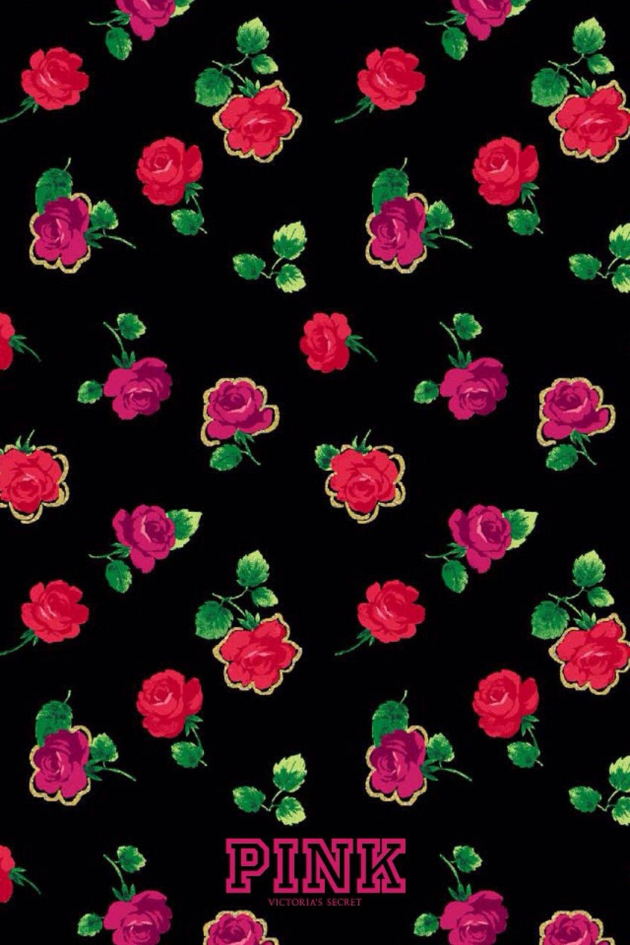 Victoria's Secret Black Floral Pattern Wallpaper