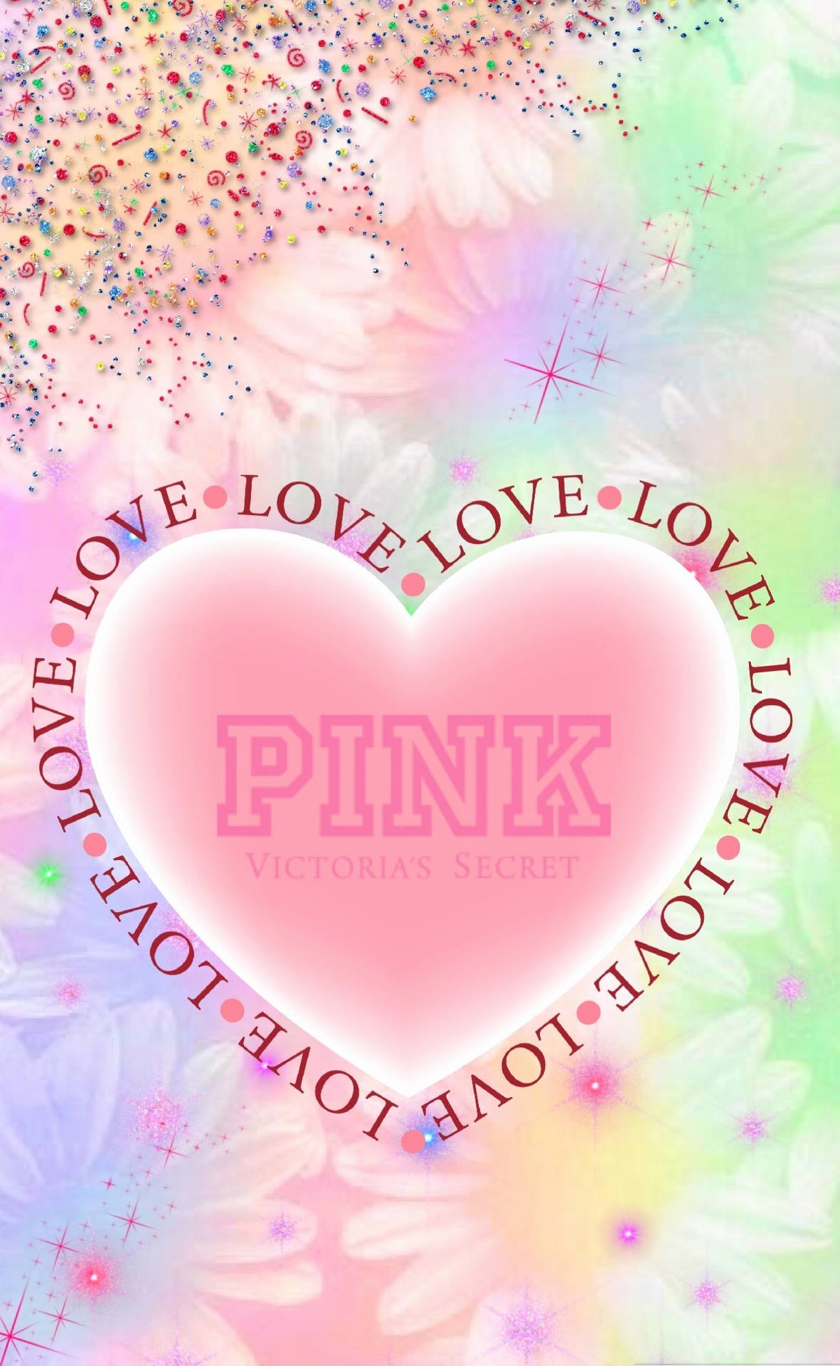 Victoria's Secret Heart Pink Floral Wallpaper