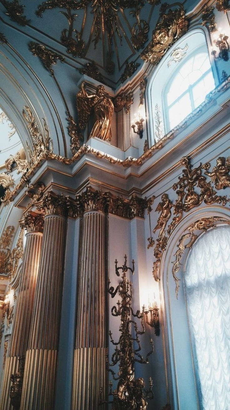 Caption: Majestic Victorian Baroque Interior Design Wallpaper