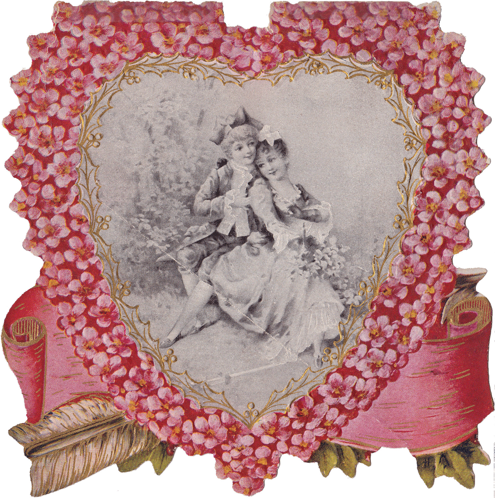 Victorian Children Heart Frame Vintage PNG