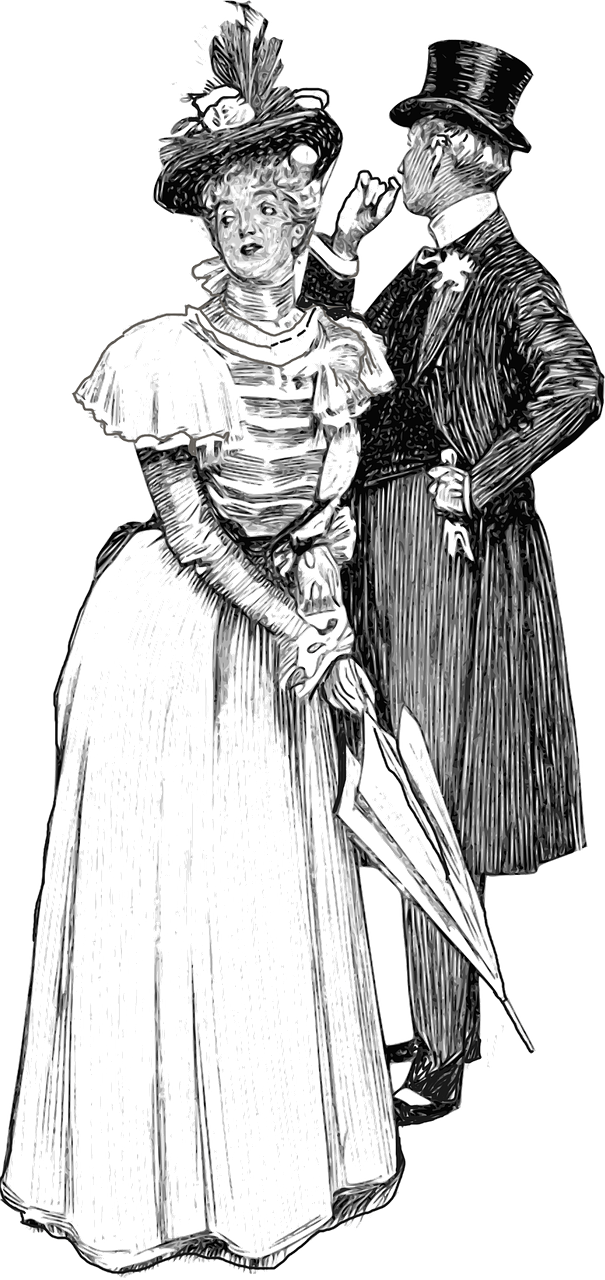 Victorian Couple Fashion Illustration PNG