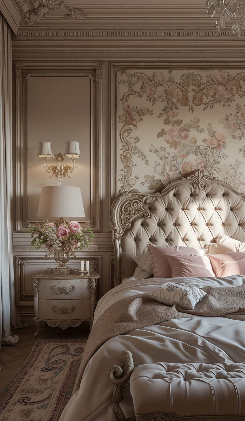 Victorian Elegance Bedroom Interior Wallpaper